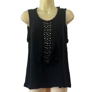Michael Michael Kors Black Silk Studded Sleeveless Blouse Top Woman Size 8